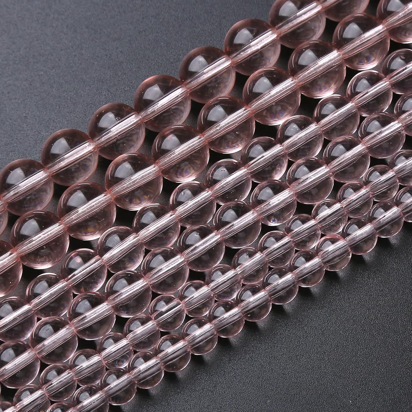 60pcs 6mm Pink Crystal Glass Beads Round Loose Spacer Beads for Jewelry Making DIY Bracelet Necklace Healing Power Stone Beads (Pink Crystal Glass, 6mm)