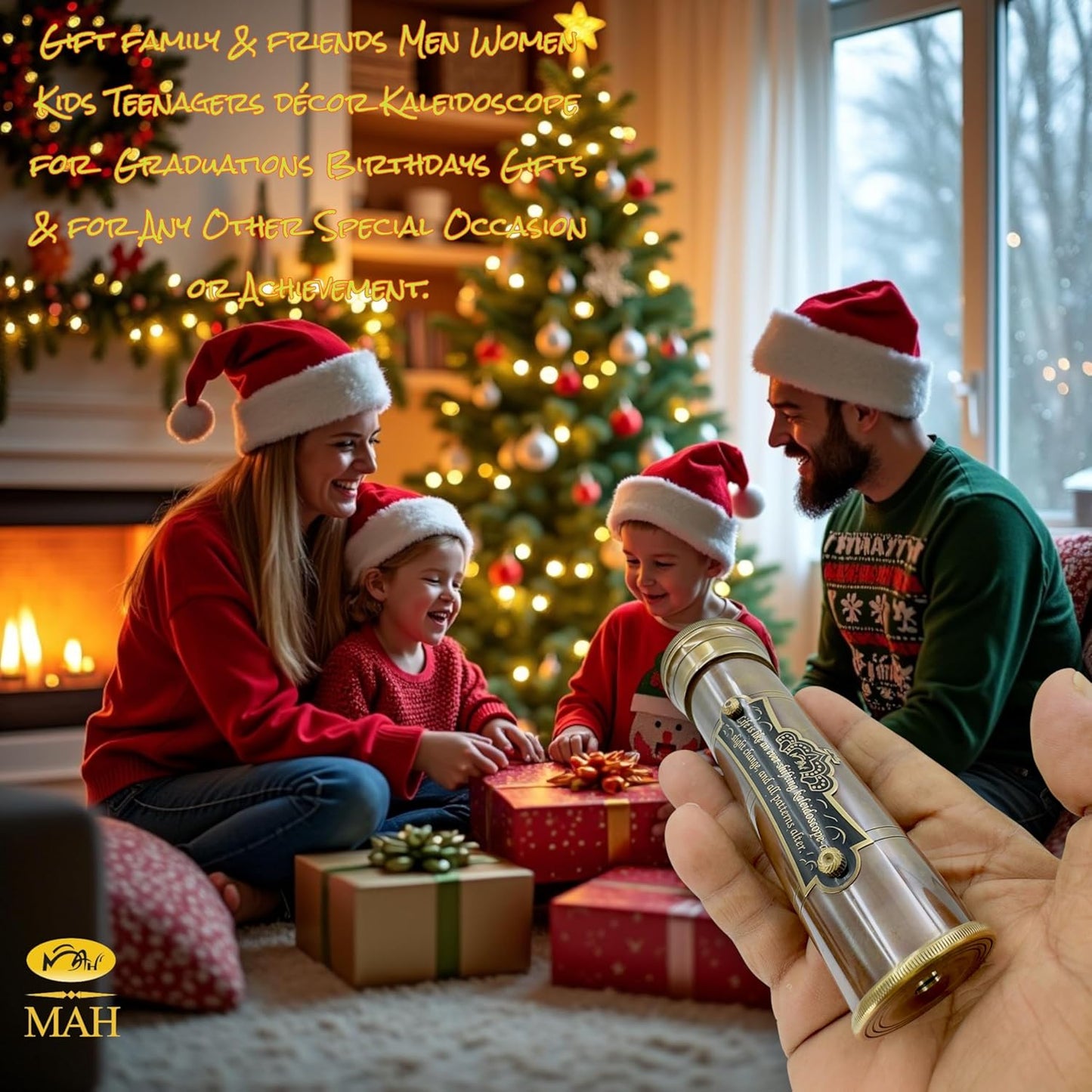 Handcrafted Brass Kaleidoscope – Vintage Nautical Collectible Gift for Kids, Teens & Adults – Sentimental Keepsake with Greeting Card – Educational Toy & Home Décor Accent – Timeless Pattern Design