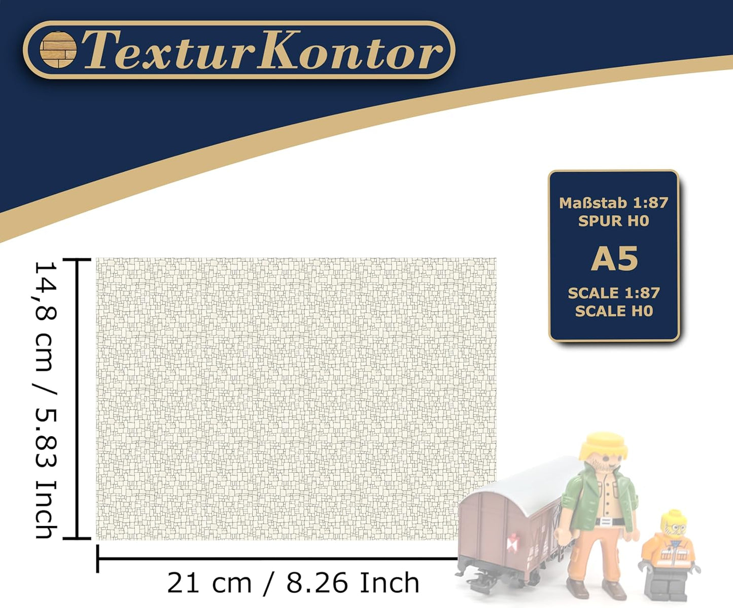3 Sheets Self-Adhesive Decorative Film Paving Stones and Surfaces for Model Making in Scale 1:87 Scale H0 (UK: 3.5 mm Scale) (Broken Mosaik)