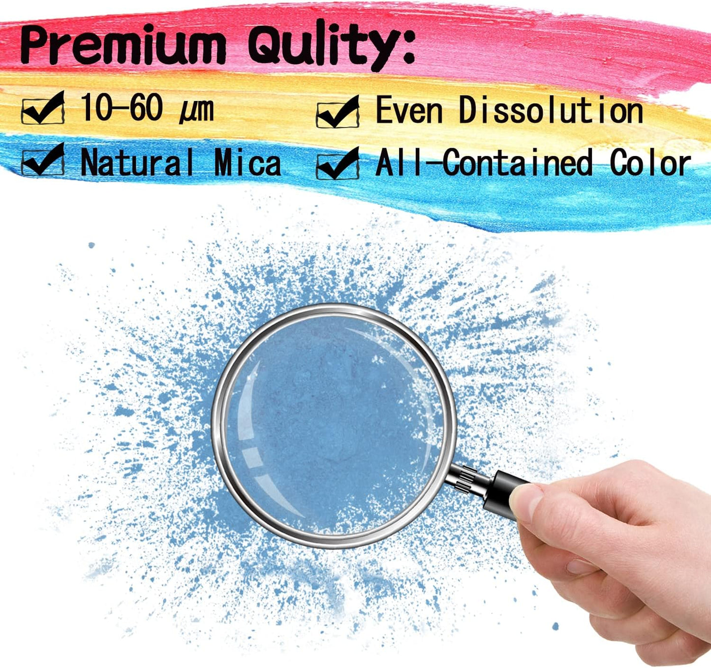 Mica Powder - 60g Mica Powder for Epoxy Resin - Pearl Pigment Powder Dye for Resin/Eye Shadow/Soap Making/Nails/Bath Bombs etc. (Light Blue)