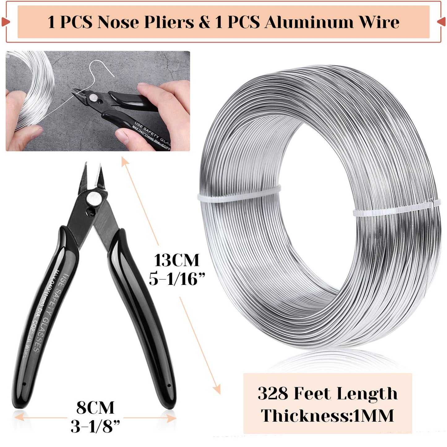 18 Gauge Aluminum Craft Wire Jewelry Making, 328 FT Metal Wire Armature Bendable Wire for Bonsai Trees, Sculpting, DIY Crafts Beading Floral (Silver, 1 mm Thickness)