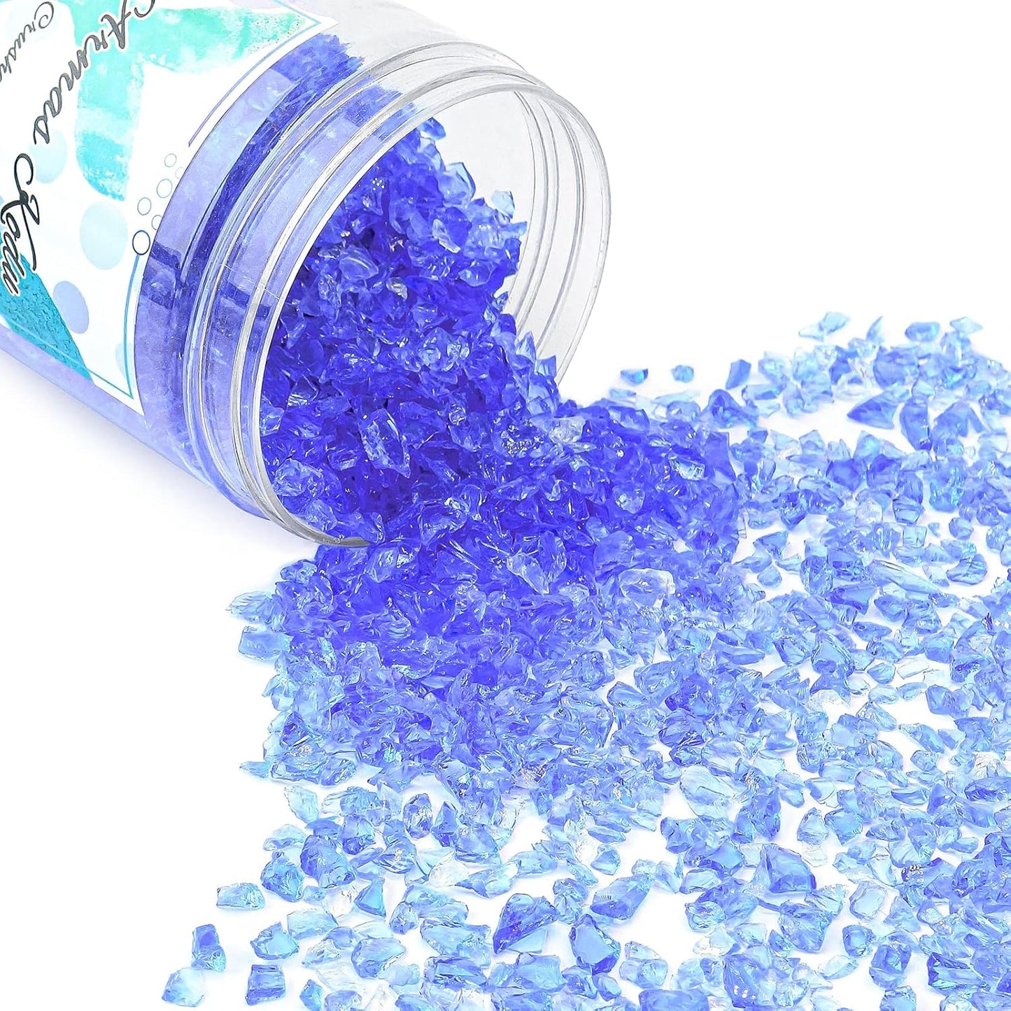 Crushed Glass for Resin Art - 3-6mm Light Blue, 1.5lb | Broken Glass Pieces for Crafts, Vase Filler & Fire Pit Media | Decorative Stones