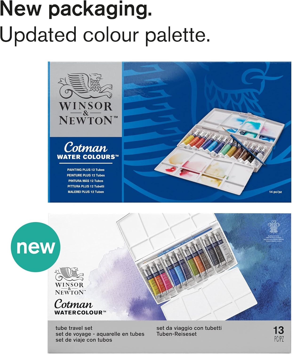 Winsor & Newton Cotman Watercolor Paint Set, 12 Colors, 8ml (0.27-oz) Tubes w/ Brush