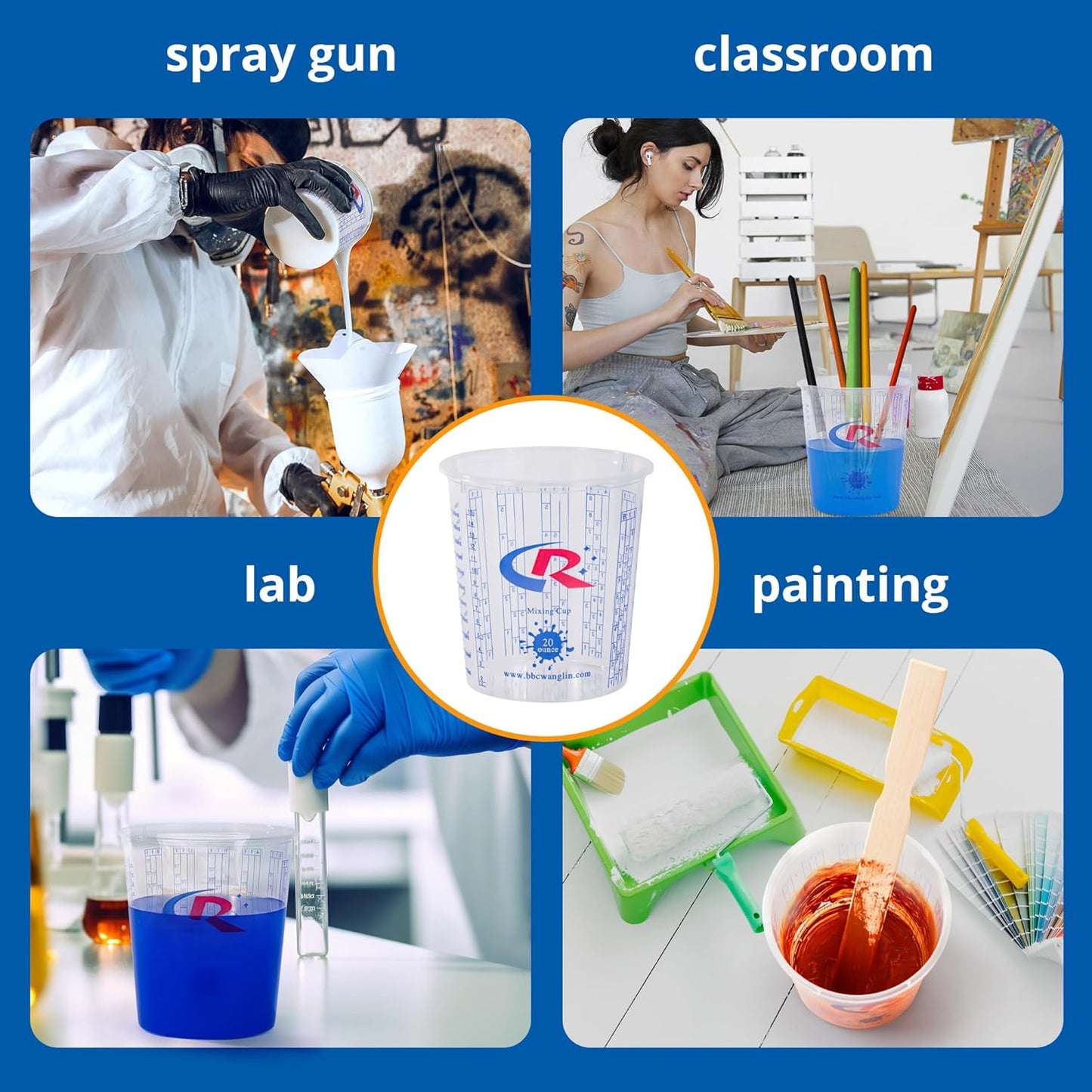 Paint Mixing Cup 20 Ounce, Accurate Measurements in Ratios and OZ. and ML, 36PCS Plastic Graduated Measuring Cups with 12PCS Lids for Paint, Resin, Epoxy, Acrylic, Pigments, Art