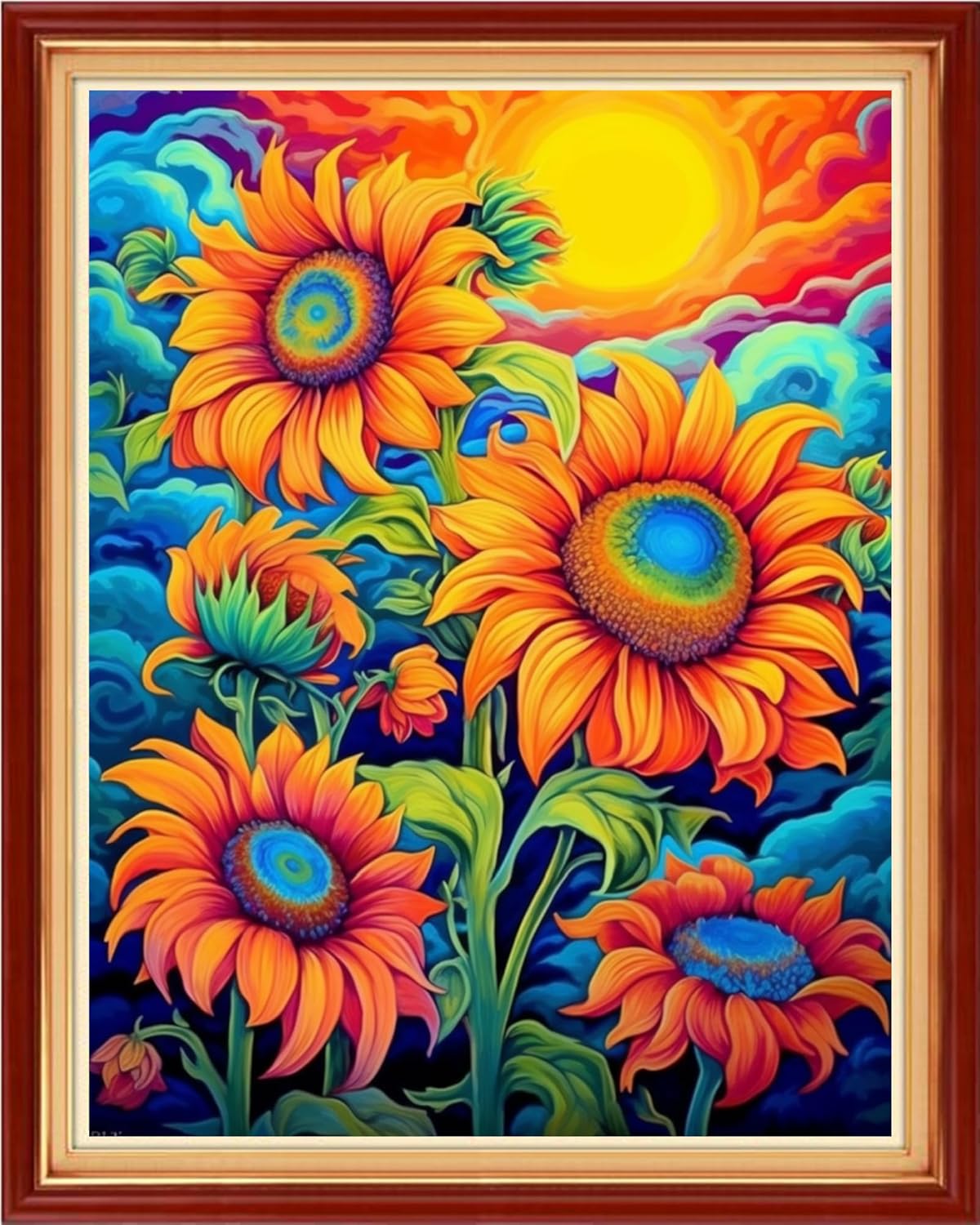 Joyhoor Cross Stitch Kits for Beginners Stamped Cross-Stitch Supplies Needlework preprint Embroidery Kits for Adults DIY Needlepoint Kits Embroidery Patterns 11CT-Sunrise and Sunflower 16x20 inchs