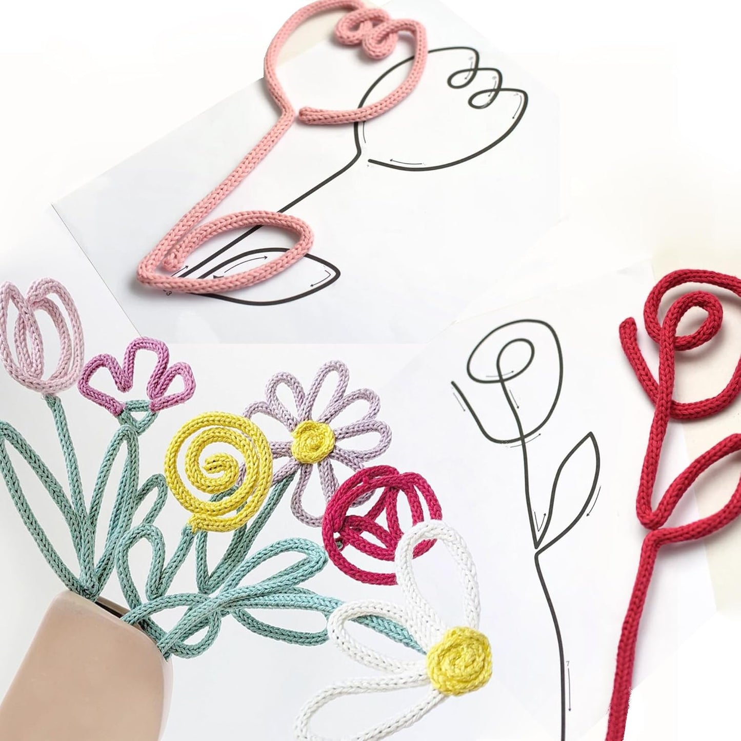 BoFUN DIY Flower Craft Kit for Adults Teens - Floral Wire Art Craft Set with 18 Templates, Wire, Knit Rope | Wedding Party Favors, Women Birthday, Mother’s Day Gifts, Handmade Home Decor (Floral)