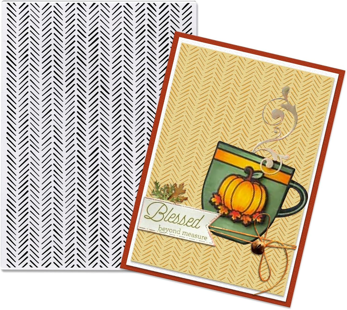 Glodecart Chevron Herringbone Background Embossing Folder, Plastic Textured Impressions Basic Pattern Chevron Embossing Folder Template for Card Making Scrapbooking Paper Craft Album Stamps DIY Décor