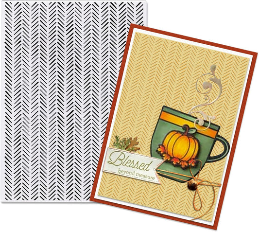 Glodecart Chevron Herringbone Background Embossing Folder, Plastic Textured Impressions Basic Pattern Chevron Embossing Folder Template for Card Making Scrapbooking Paper Craft Album Stamps DIY Décor