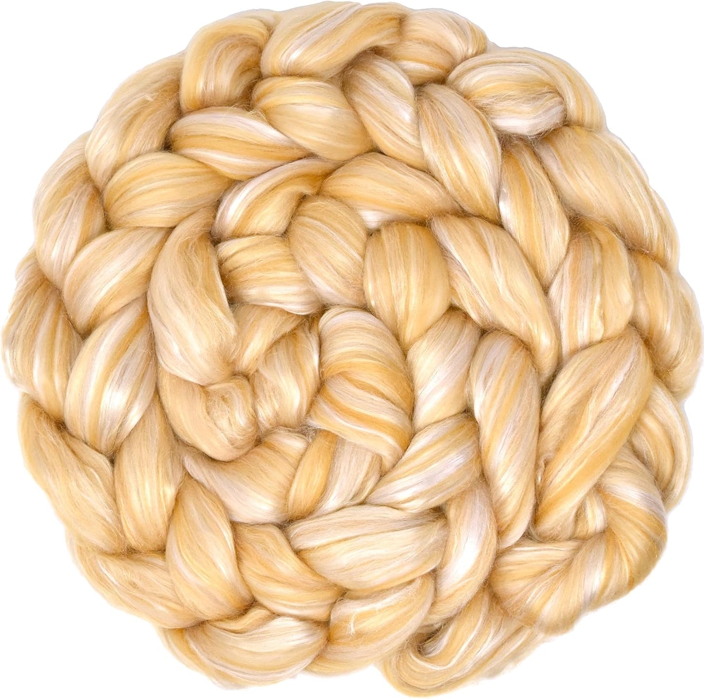 Merino Silk Luxe Tonal Designer Blend. Superfine Merino, Mulberry Silk, Tussah Silk. Top Roving for Spinning or Felting. Champagne Bliss 1oz