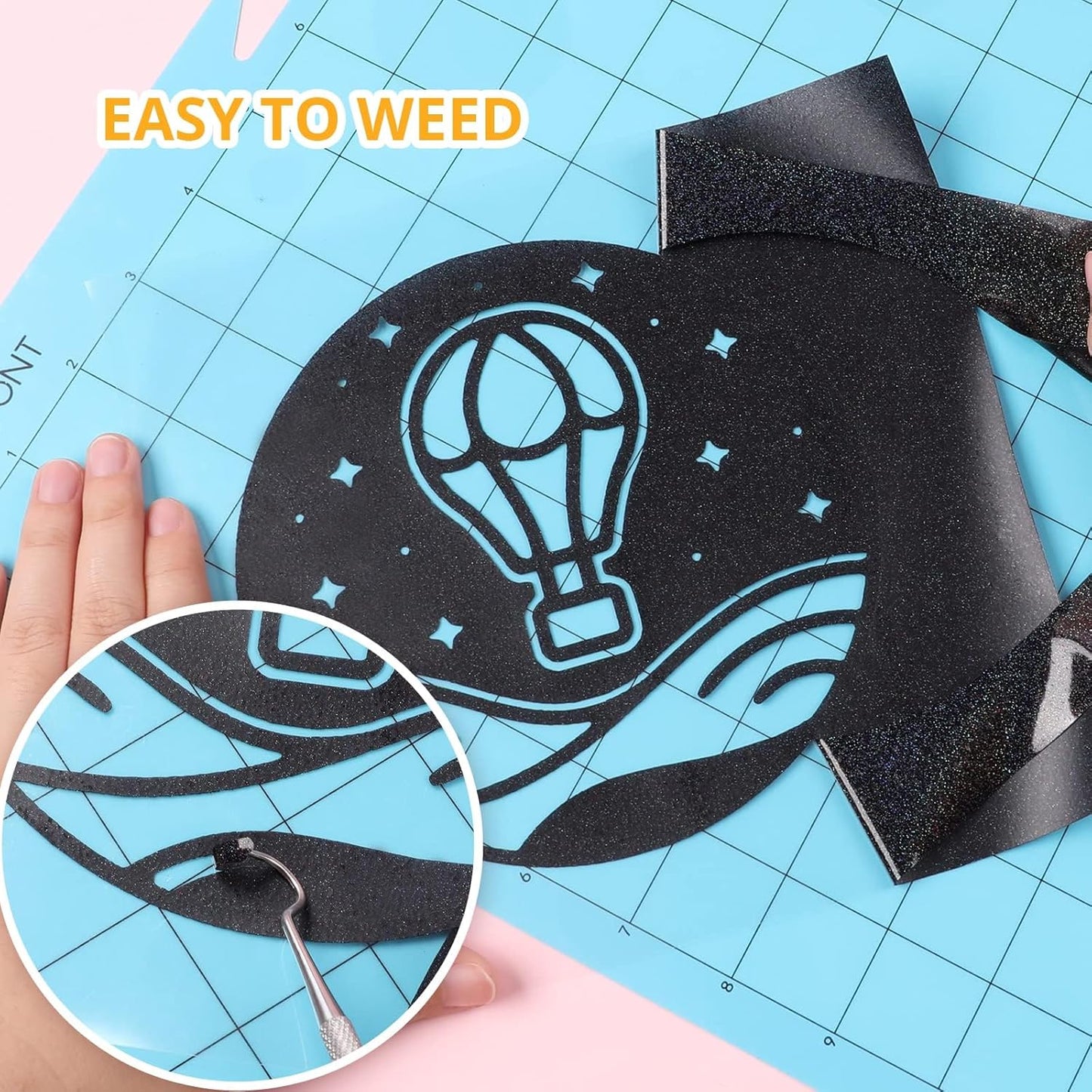 HTVRONT Black Glitter Heat Transfer Vinyl - 10" x 5FT Glitter HTV Vinyl for T-Shirts, Iron on Vinyl for All Cutter Machines