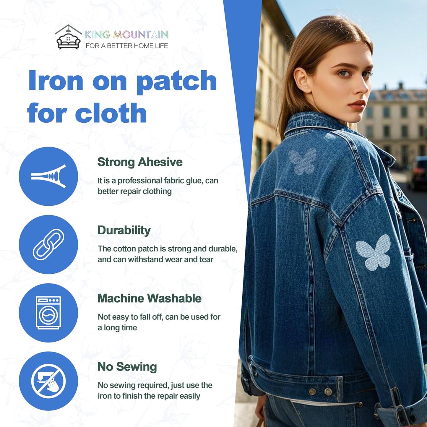 Iron on Patches for Clothes, 20 Pieces Denim Patches for Inside Jeans 3.7" by 4.9", 100% Cotton Fabric Patches for Clothes, Pants, Jeans Repair Kit (9.5 cm x 12.5 cm)