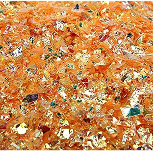 Golden Orange Iridescent Ice Flakes Glitter Flakes for Nail Art - Lightweight Holographic Polyester - 311-4373 - 1/2 oz (14 grams)