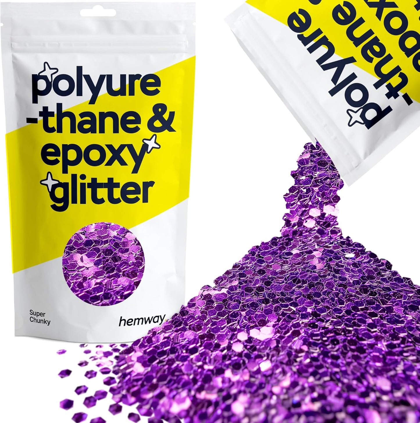 Hemway Glitter for Resin 100g Purple Metallic Crystals for Epoxy Craft Super Chunky Flakes Tumblers Wax Melt