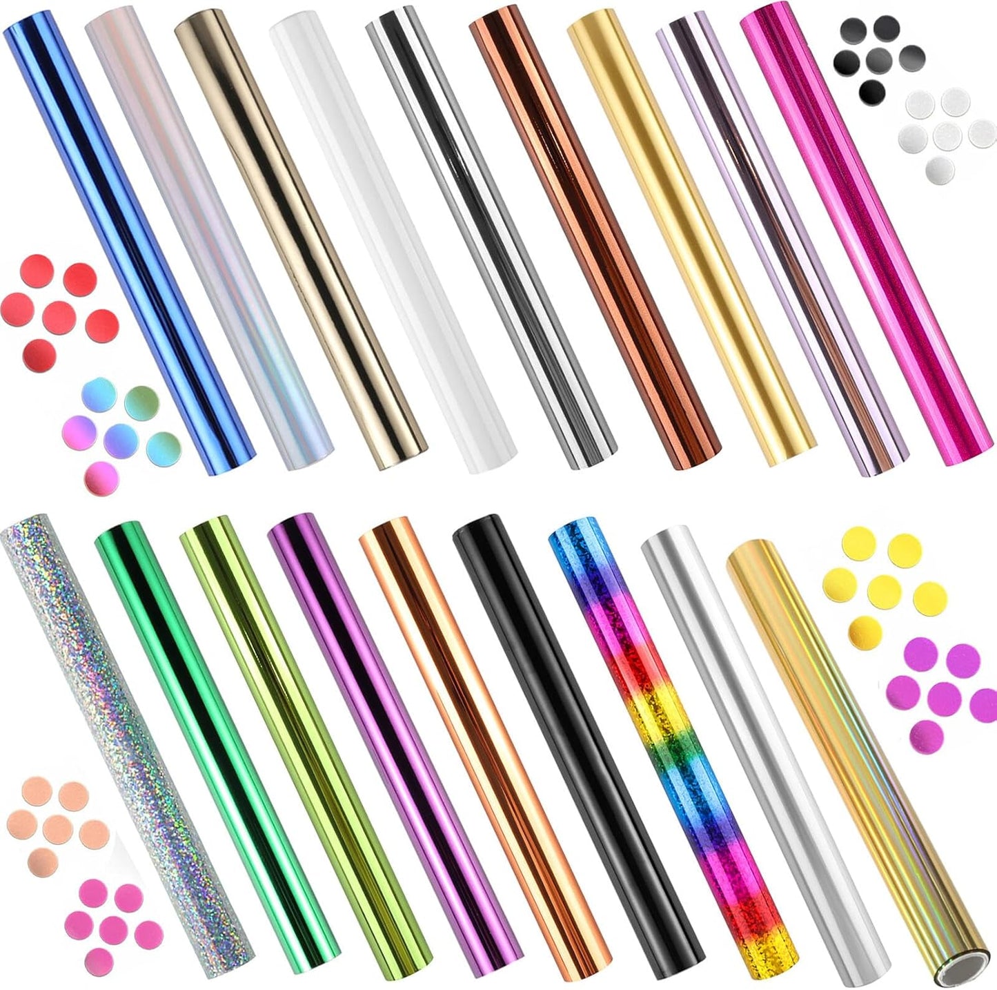 18PCS Transfer Foil Paper Bundle for Foil Quill/Heat Foil Pen/Heat Foil System,Toner Reactive Foil Hot Stamping Wrapping Paper for Card Making Sparkling Craftwork Scrapbooking Paper Crafts 5mx19.3cm