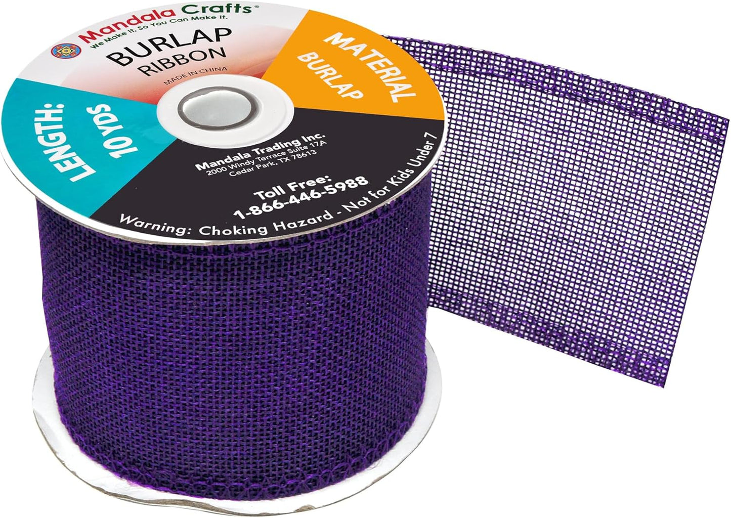 Mandala Crafts Purple Burlap Ribbon 3 Inches Wide Jute Ribbons for Crafts - 20 Yds Roll Rustic Burlap Wrap Trim Ribbons for Wreaths Bows Wedding Party Decoration