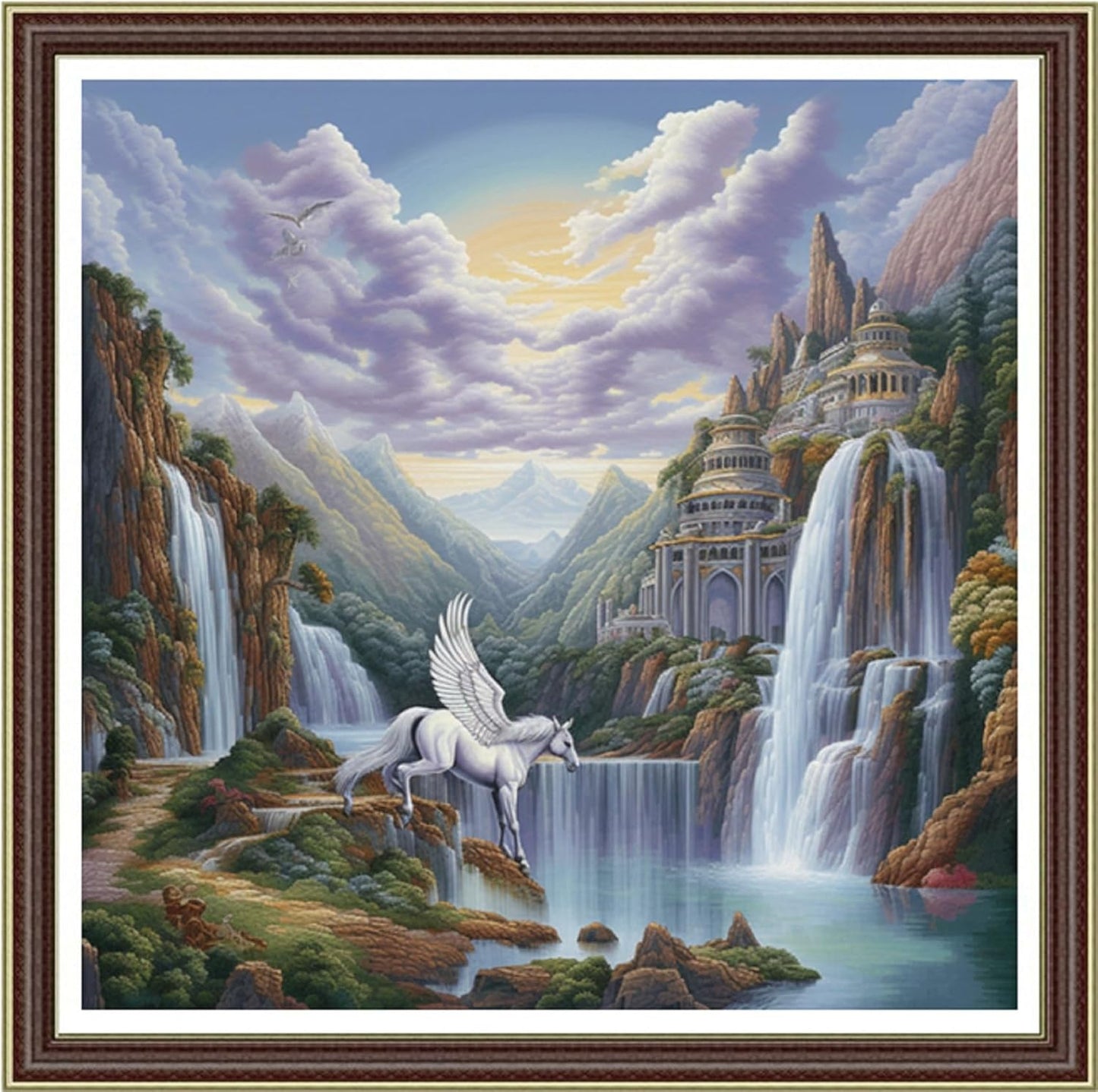 Foxhool Beginners Cross Stitch Kits Stamped Full Range of Embroidery Kits for Adults DIY Cross Stitches kit Embroidery Patterns for Needlepoint kit-Tianma Castle 17.7x17.7 inch