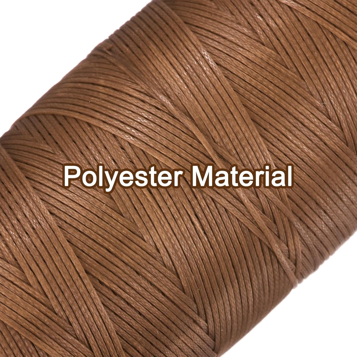 uxcell Leather Sewing Waxed Thread, 284 Yards / 260m 0.8mm 150D Flat Polyester All-Purpose Threads for Leather Crafts, Bookbinding, Light Brown