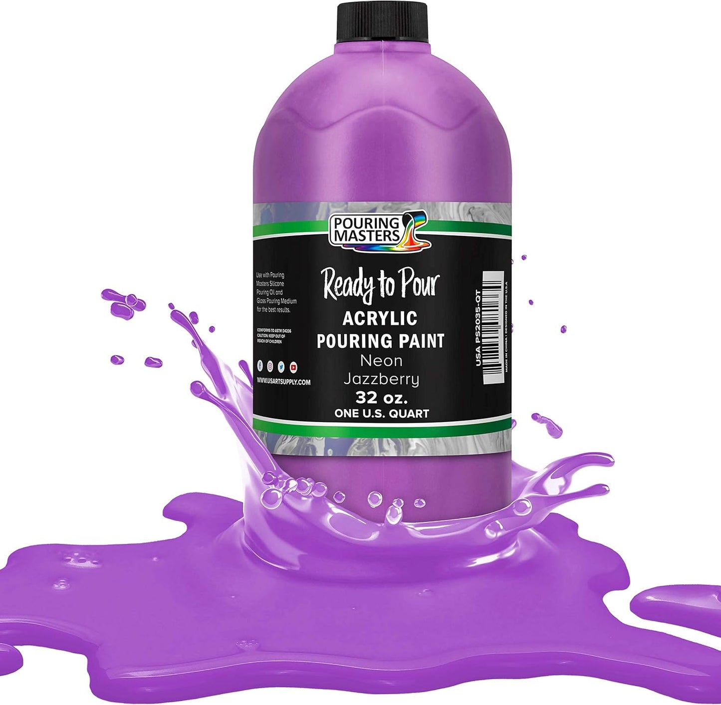 Pouring Masters Neon Jazzberry Ready to Pour Acrylic Pouring Paint - Premium 32-Ounce Pre-Mixed Fluid Acrylic Paint - Fluid Art Supplies for Canvas, Wood, Paper, Tile & Rocks
