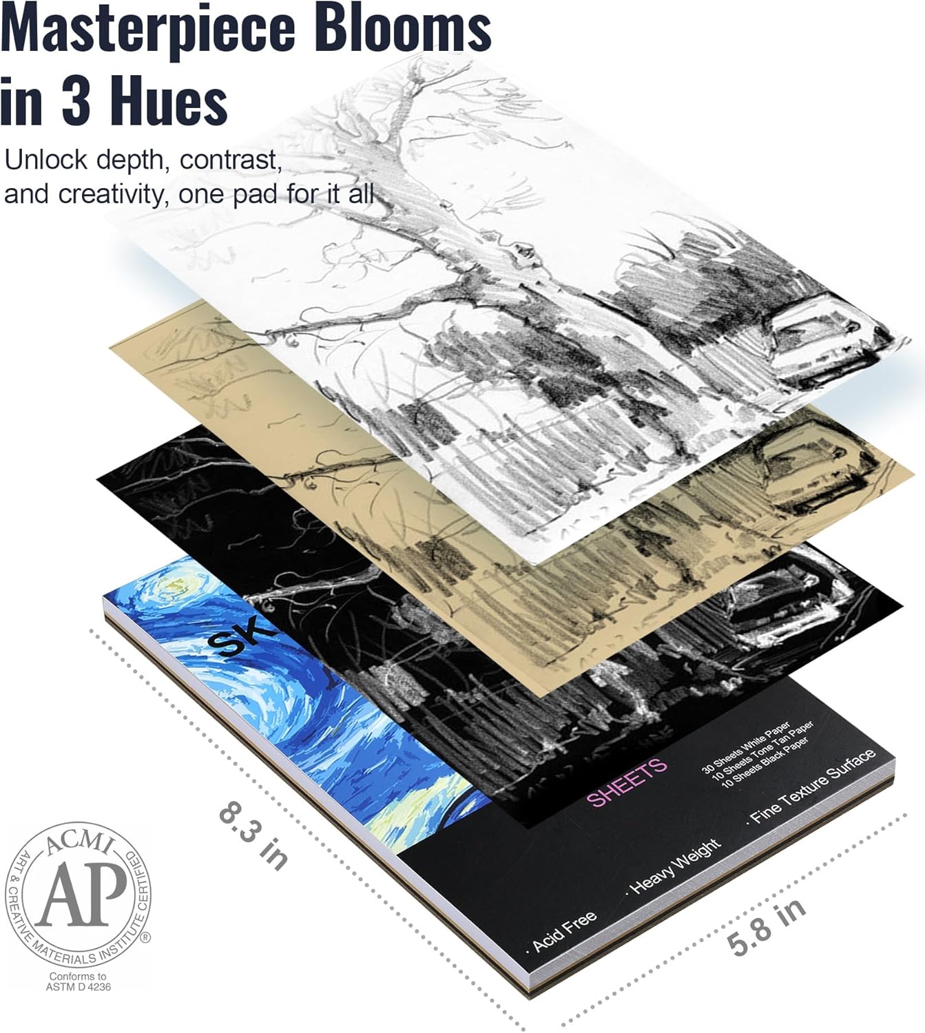 COOL BANK 76 Pack Art Supplies Sketching Kit with 100 Sheets 3-Color Sketchbook, Drawing Pencils Include Graphite Colored Charcoal Watercolor & Metallic Pencils, for Kids Adults Beginner Artists