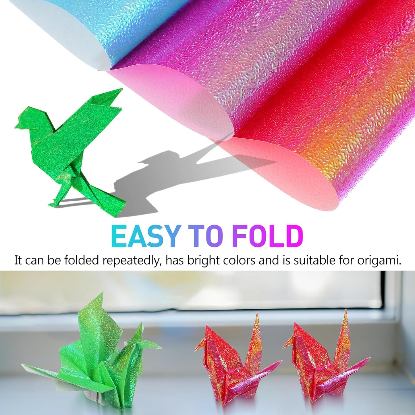 Glitter Origami Paper: 100 Sheets 10 Colors Shiny Iridescent Paper - 6 Inch Square Colored Paper for DIY Decoration, Scrapbook Decor, Folding Crafts, Arts and Crafts Projects
