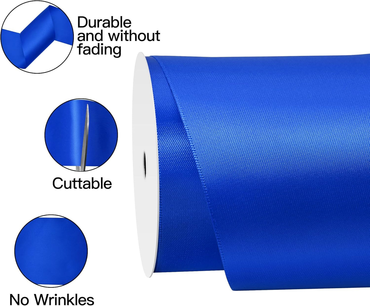 Royal Blue Satin Ribbon 4 Inch X 15 Yards Solid Color Double Faced Ribbons Perfect for Crafts Wedding Decor Bow Making Arts Sewing and More