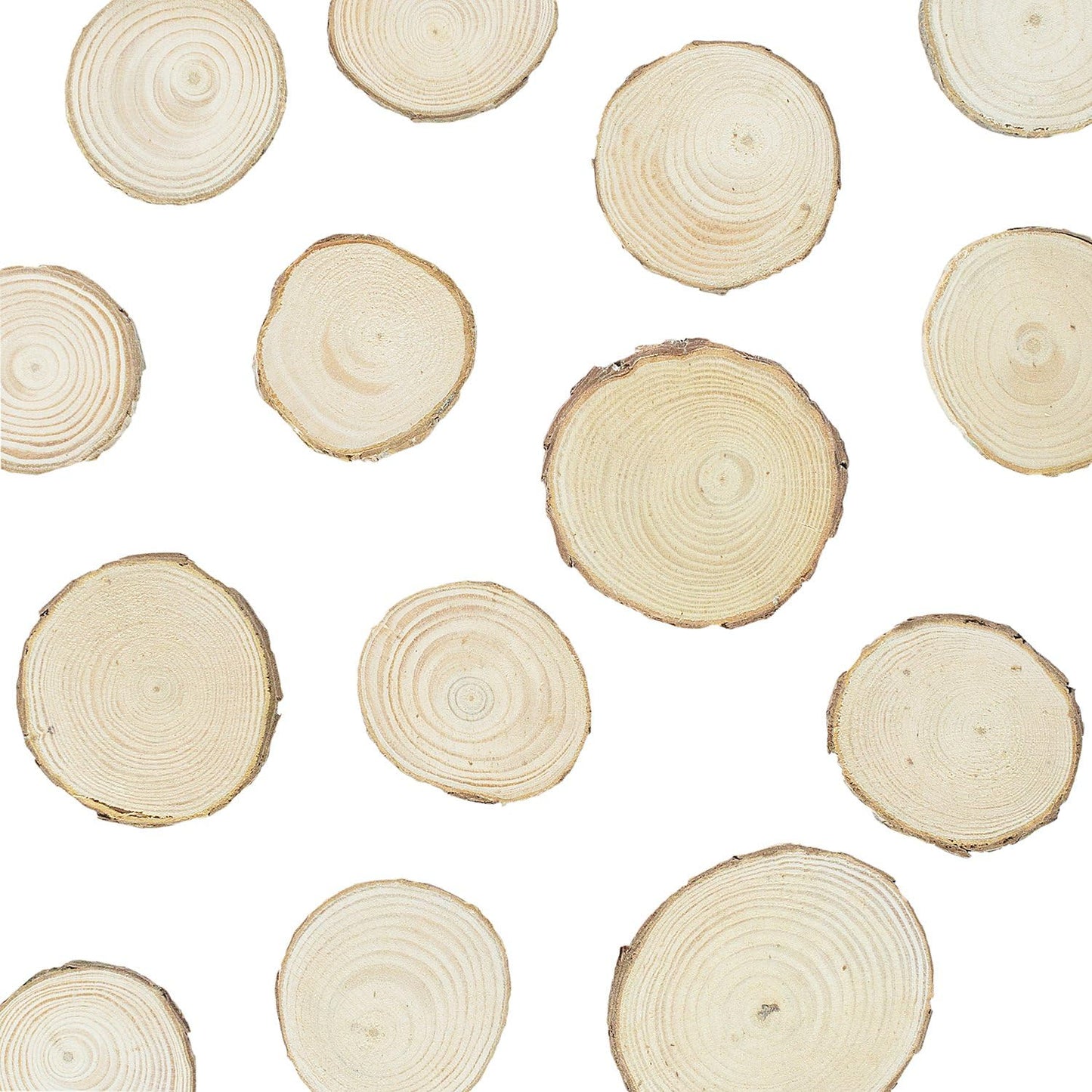 Super Z Outlet Mini Assorted Size Natural Color Tree Bark Wood Slices Round Log Discs for Arts & Crafts, Home Hanging Decorations, Event Ornaments (5-8cm, 20pcs)