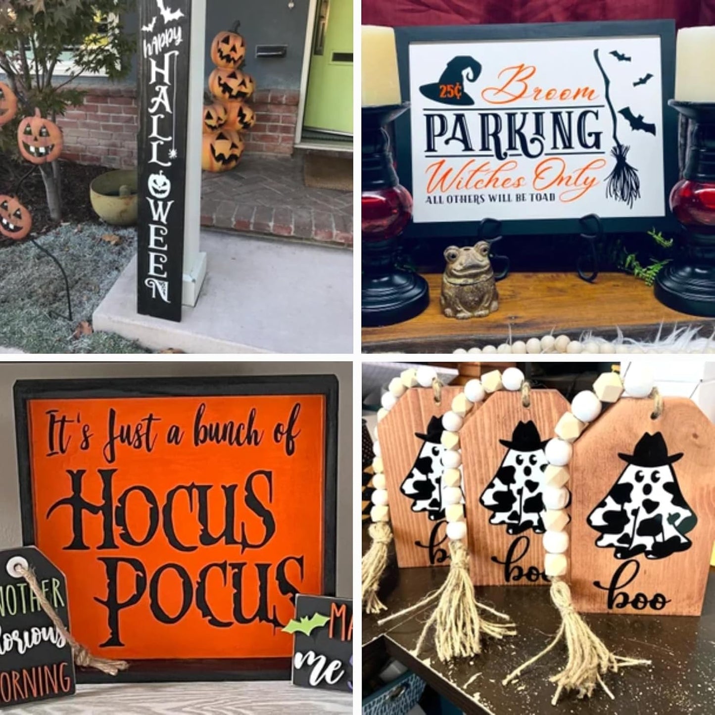 Halloween Stencils for Painting on Wood Door Sign Reusable Large Holiday Stencil for Crafts Canvas Wall Shirts Cookie Drawing Paint Decorating (Halloween Sign)