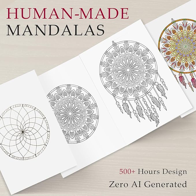 Mandala Coloring Book for Women Relaxation, 50 Patterns Spiral Bound Mindfulness Coloring Books for Adult with 36 Dual-tip Markers, Inspirational Gift for Women, Hardcover Adult Coloring Books Set