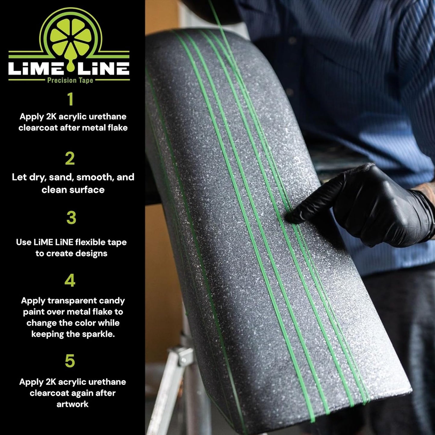 LiME LiNE Sprayable Metal Flake Paint Additive: Solvent Resistant Glitter for Automotive Custom Painting (Silver Iridescent.)