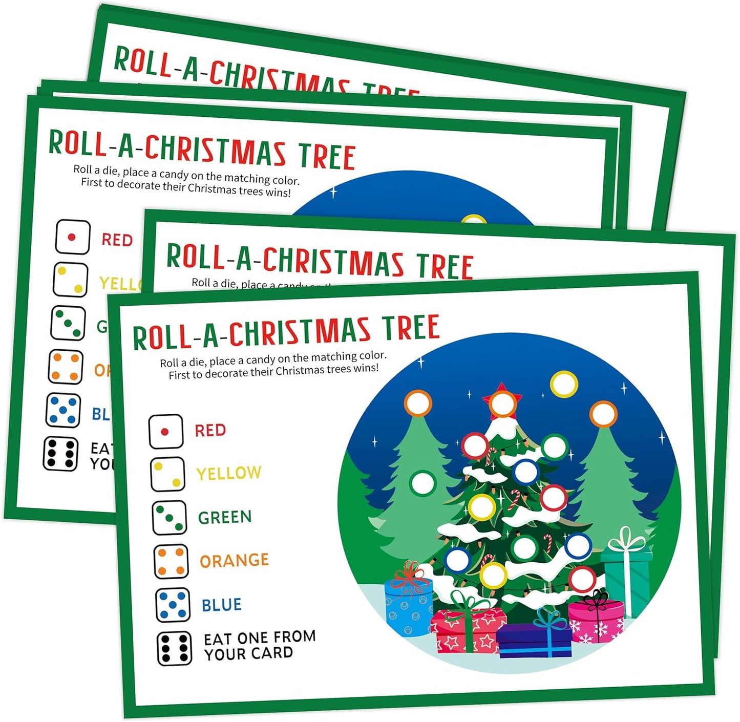 Roll A Christmas Tree Dice Game, Christmas Games for Families & Large Groups-25 Players, Xmas Party Games for Adults, Green Theme Winter Holiday Decorations White Elephant Gifts Ideas