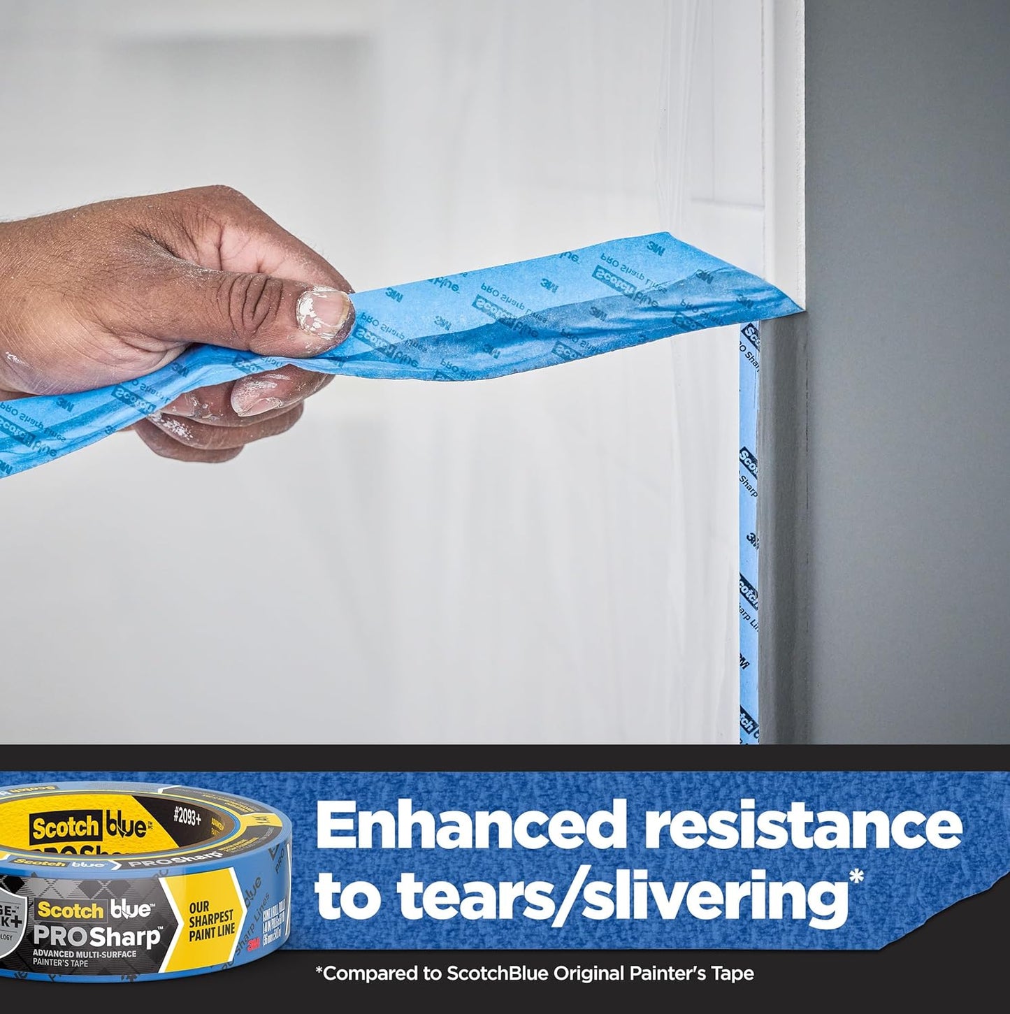 ScotchBlue PROSharp Painter's Tape 1 Inch Wide (0.94 in x 60 yd) 1 Roll Blue Tape Protects Surfaces and Removes Easily, Edge-Lock Tape for Indoor and Outdoor Use (2093+-24EC)