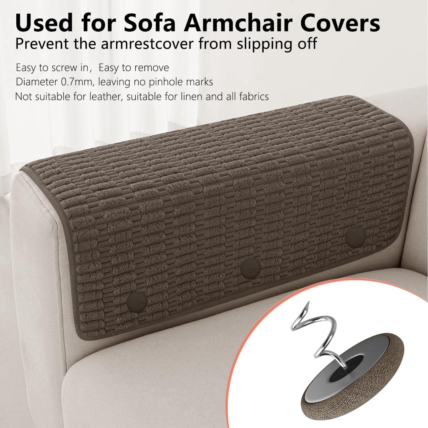 12 Colors Fabric Covered Button Twist Pins Dust Ruffle Pins- for Sofa，Upholstery，Armchair Caddies, Armrest Covers,Bed Skirts, Slipcovers, Headliners (Brown, 12)