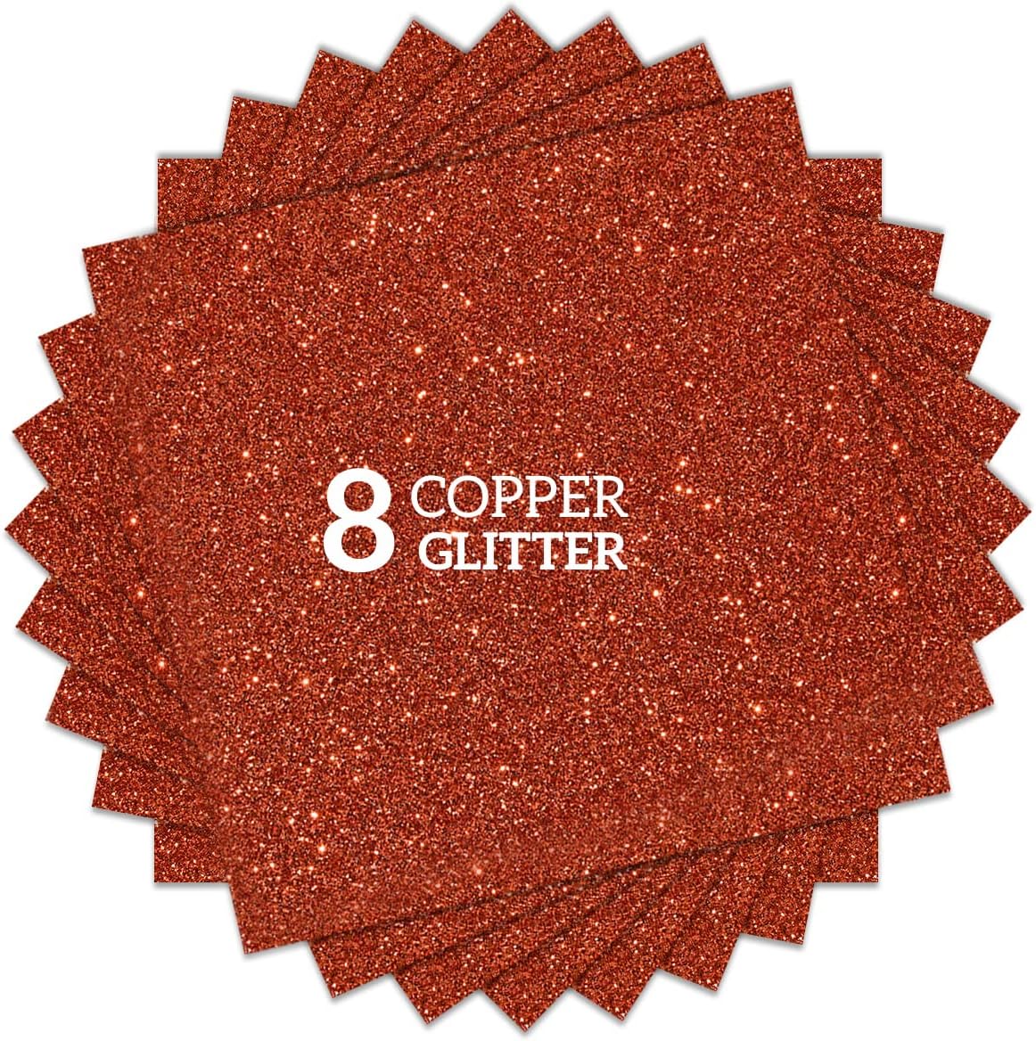 Copper Orange Glitter HTV Heat Transfer Vinyl Bundle 8 sheets-12 x12 Iron on Vinyl for T Shirts Hats Clothing Compatible with Cricut Cameo Heat Press Machine