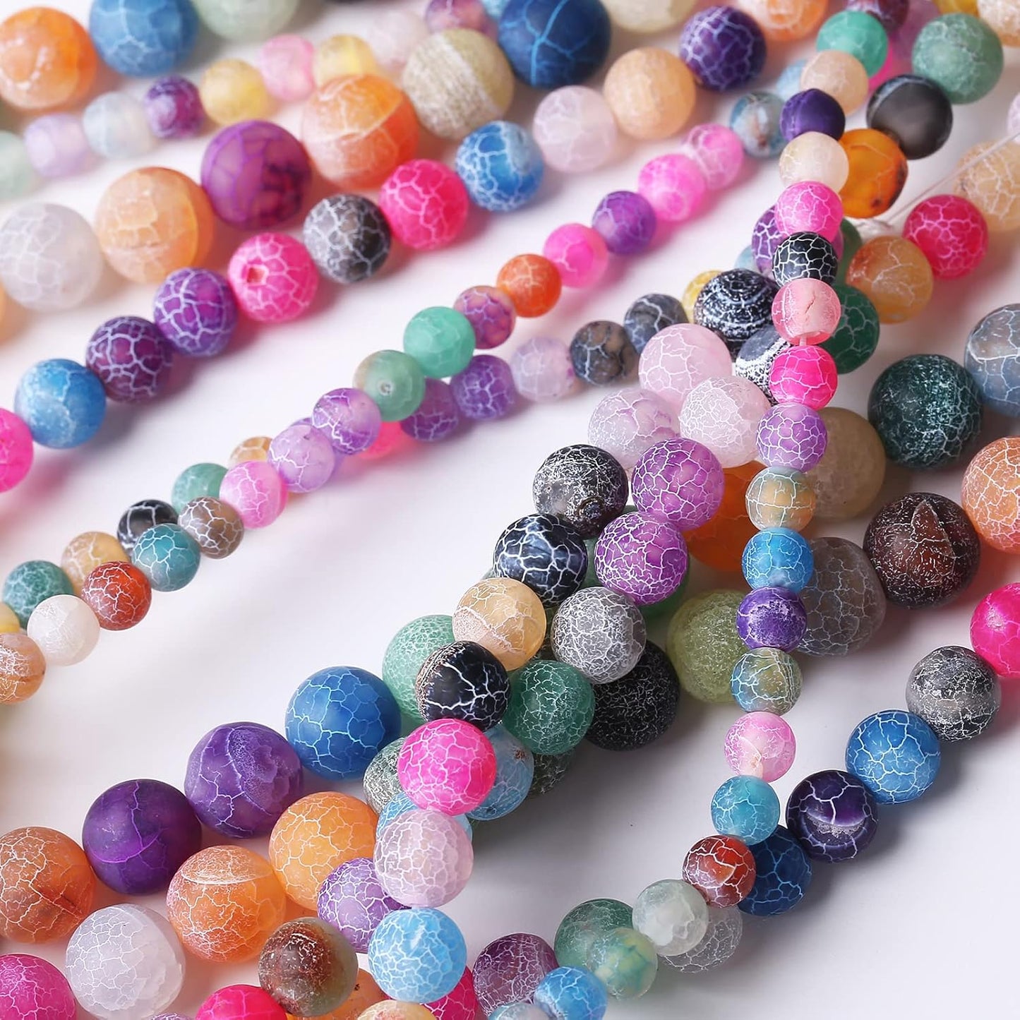 48PCS 8MM Weathered Agate Beads-Multicolo Stone Beads Energy Healing Beads for DIY Jewelry Bracelet Necklace Making for Jewelry Making15Inch