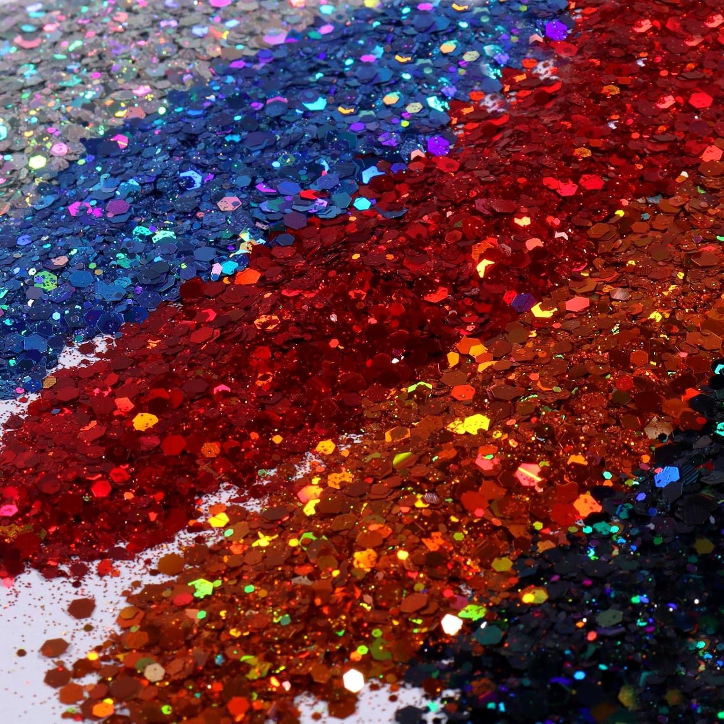Ceya Holographic Chunky Glitter Set 28 Colors, 9.87oz/280g Craft Glitter Powder Mixed Chunky Fine Sparkle Flakes Each 15ml Iridescent Nail Sequins for Epoxy Resin Nail Art Tumbler Slime Festival Decor