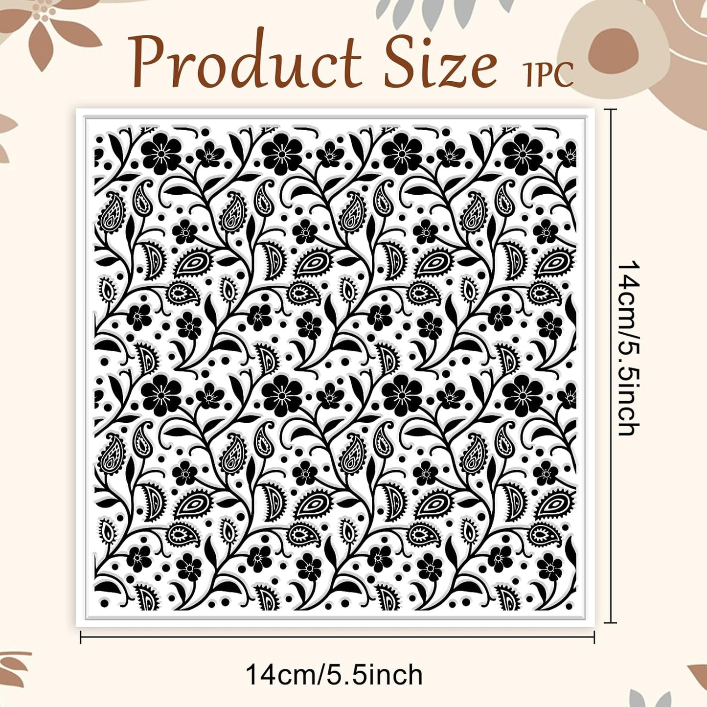 CHGCRAFT Paisley Pattern Polymer Clay Texture Sheet Vines Vintage Flowers Silicone Texture Mat for Polymer Clay Making Earrings Jewelry DIY Crafts 5.5 × 5.5 Inch