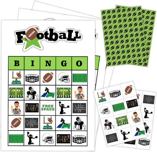 Football Party Bingo Game Cards(24 Players), Sport Themed Bingo Card for Family Friend Adult, Large Group Holiday Party Activity Favor Decoration Supplies -009