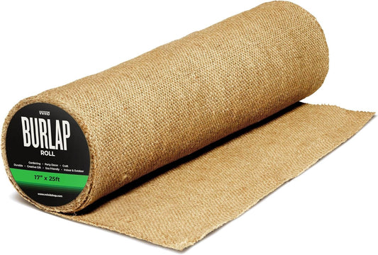 VViViD Burlap Fabric Roll (17” x 25ft) Natural Jute for DIY Crafts, Wedding Decorations, Gift Wrapping & Home Accents