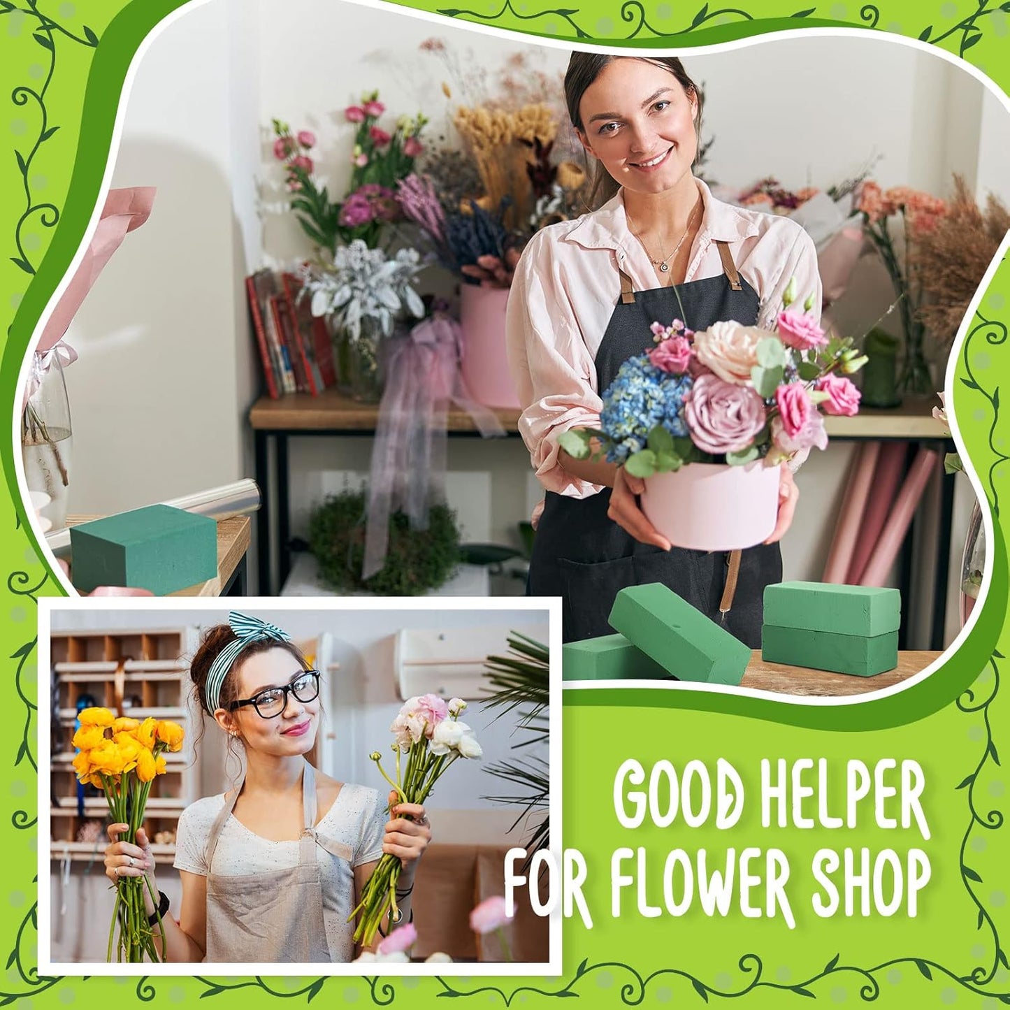 Pangda 30 Pcs Floral Foam Blocks 7. 9''lx3. 5''wx2. 4"h Green Wet and Dry Flower Foam for Fresh and Artificial Flower Arrangements Bulk Florist Supplie for Wedding, Birthdays, Diys, Arts, Crafts