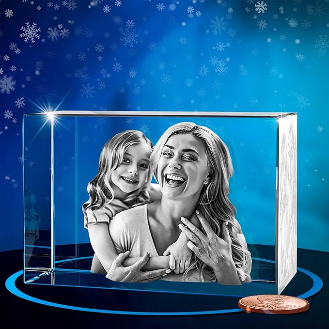 ArtPix 3D Crystal Photo, Christmas Personalized Gifts for Wife, Women, Mom, Her, Him, Men, Mother, Grandma, Great Xmas Customized Gift With Your Own Photo, Custom Glass 3D Laser Etched Picture Wedding