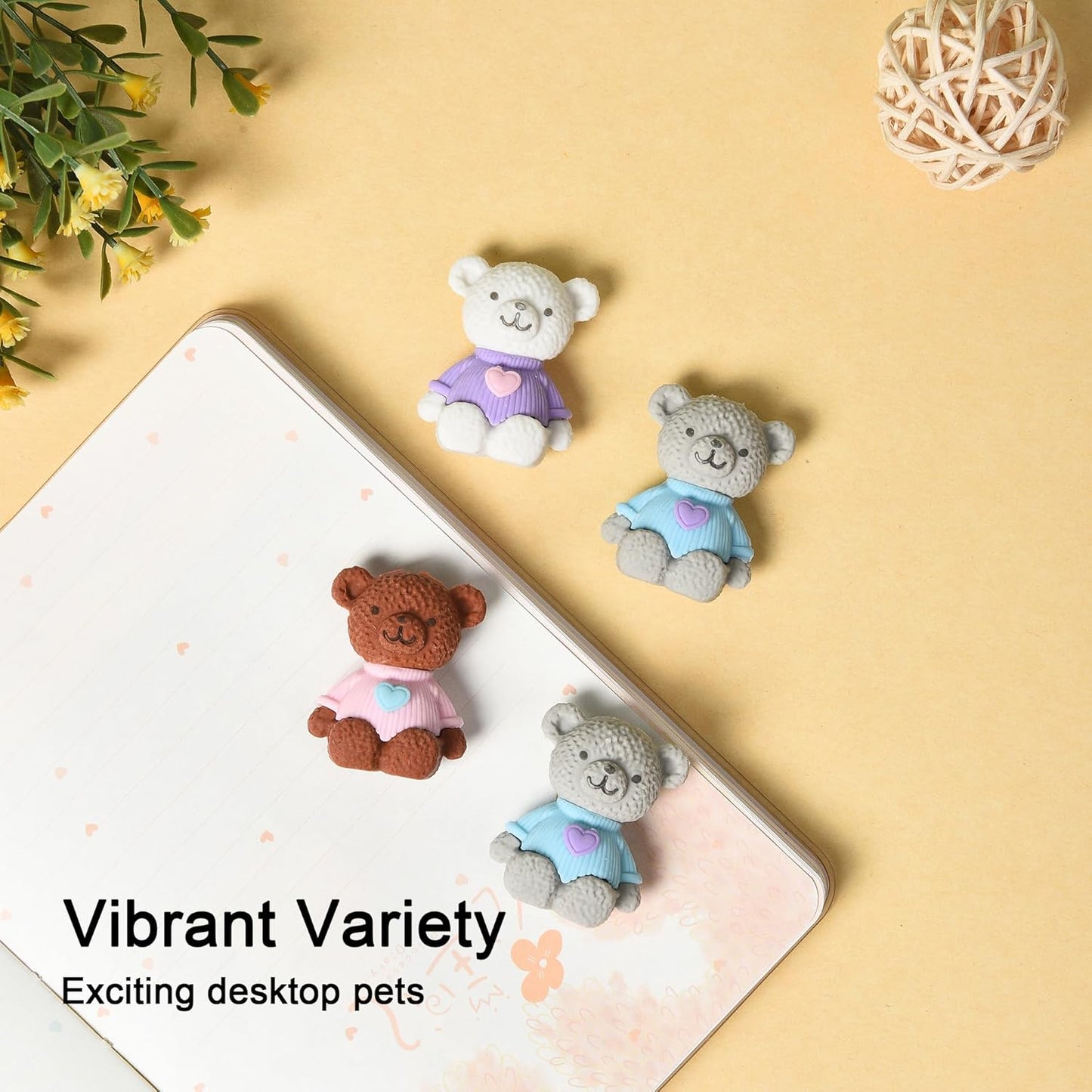 HILAZA 18Pcs Pencil Top Erasers for Kids, 3D Cute Bear Pencil Toppers, Bulk Fun Pencil Cap Easters for School Classroom Supplies Prize Gifts Party Favors