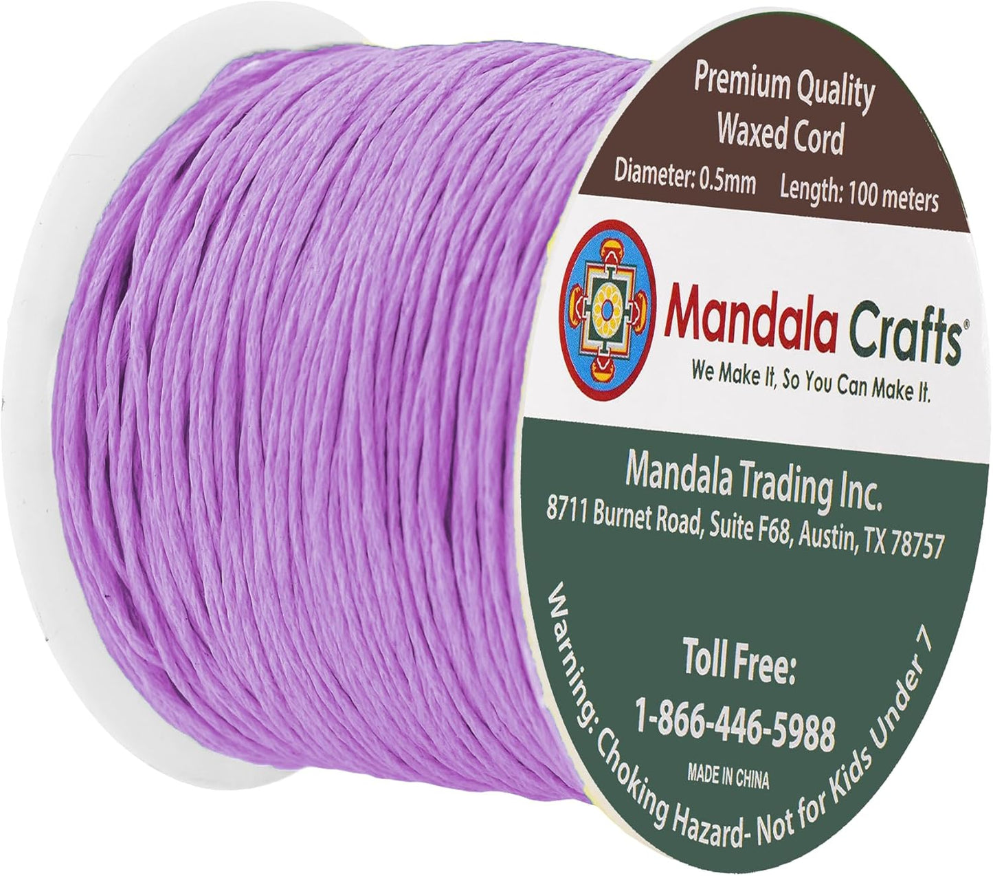 Mandala Crafts 0.5mm 109 Yards Lilac Cotton Waxed Cord for Jewelry Making Bracelet Cord Waxed String - Beading String Thread Jewelry Cords for Necklaces String