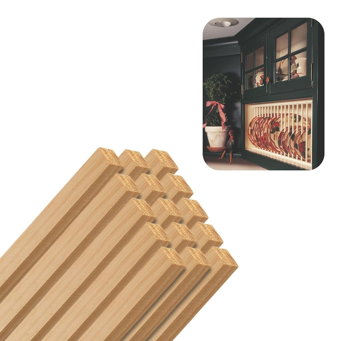 Pine Square Dowels (5/8" x 36", Pack of 15) | Variety of Diameters & Wood Species | Unfinished Wooden Dowel Rods for Crafts & DIY Home Projects | Curtain Rod, Macrame Supplies, Moulding Trim, Flagpole