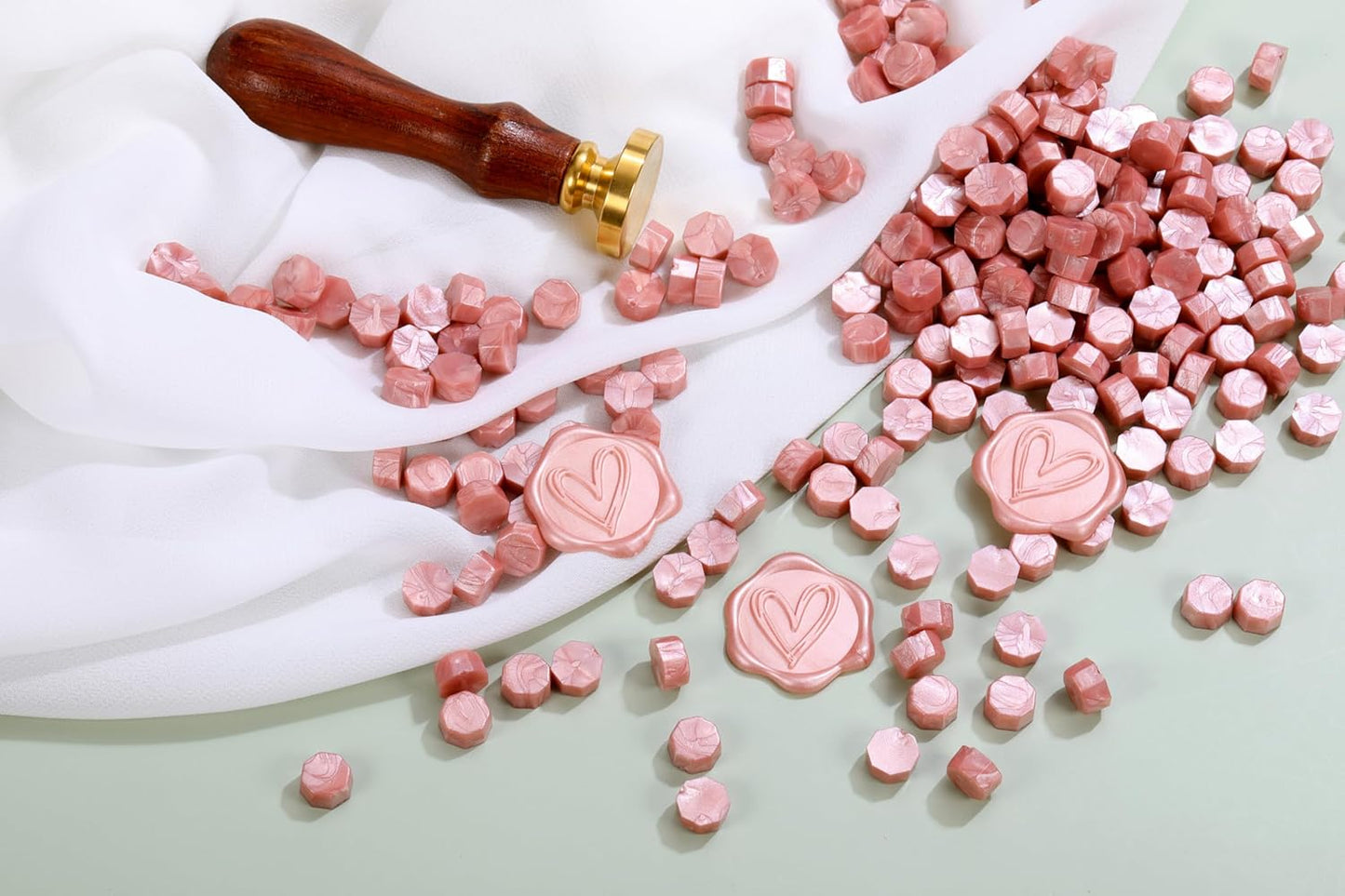 Yoption 360Pcs Rose Gold Sealing Wax Beads with 2 Spoons and 4Pcs Tea Candles for Wax Seal Stamps, Cards, Wedding Invitations, Wine Packaging, Gift Wrap, Envelopes
