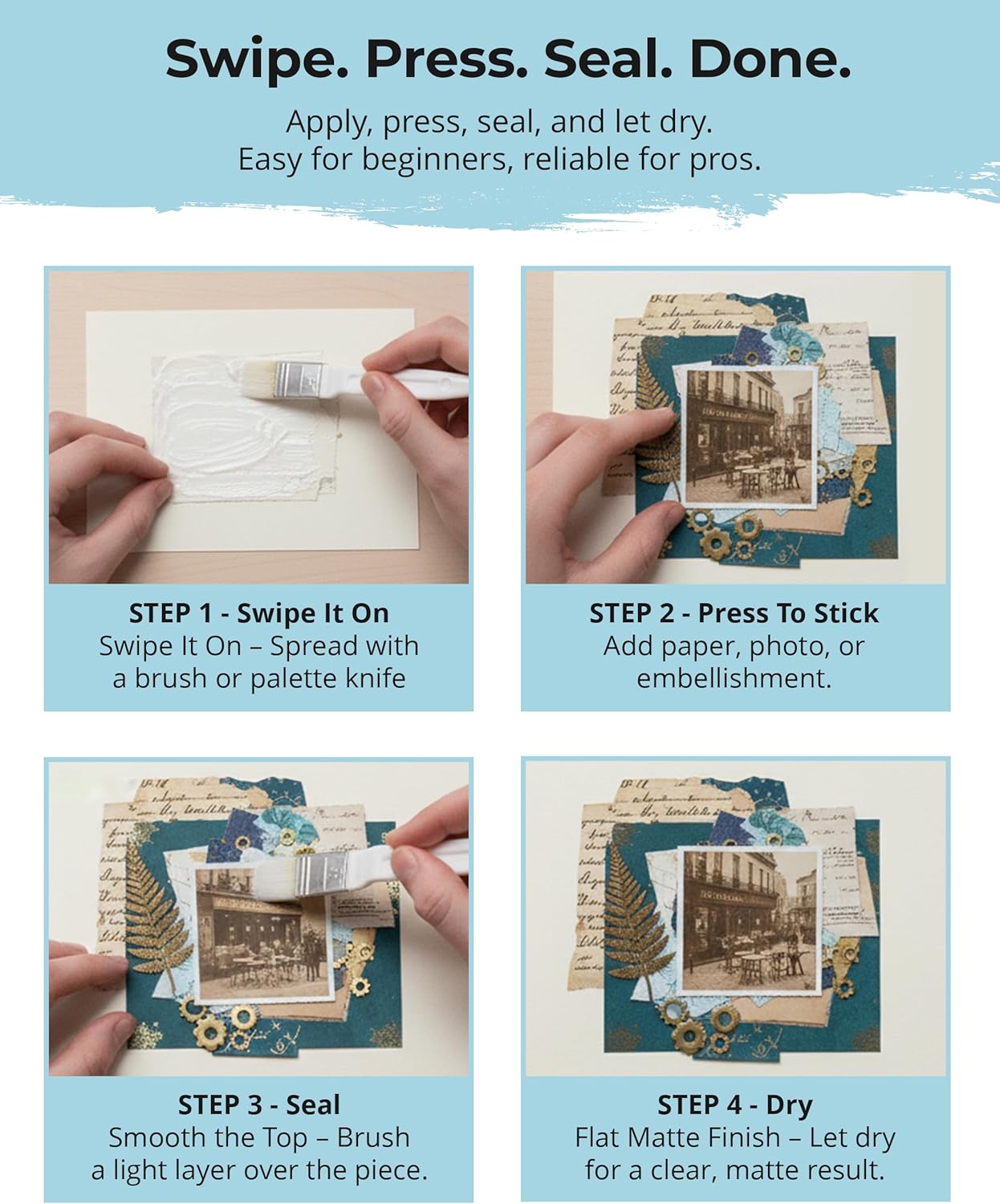 The Crafter's Workshop Matte Gel Medium for Acrylic Paint - Dimensional Clear Texture Paste for Stenciling & Mixed Media Art - Boutique Quality, 8 oz Jar