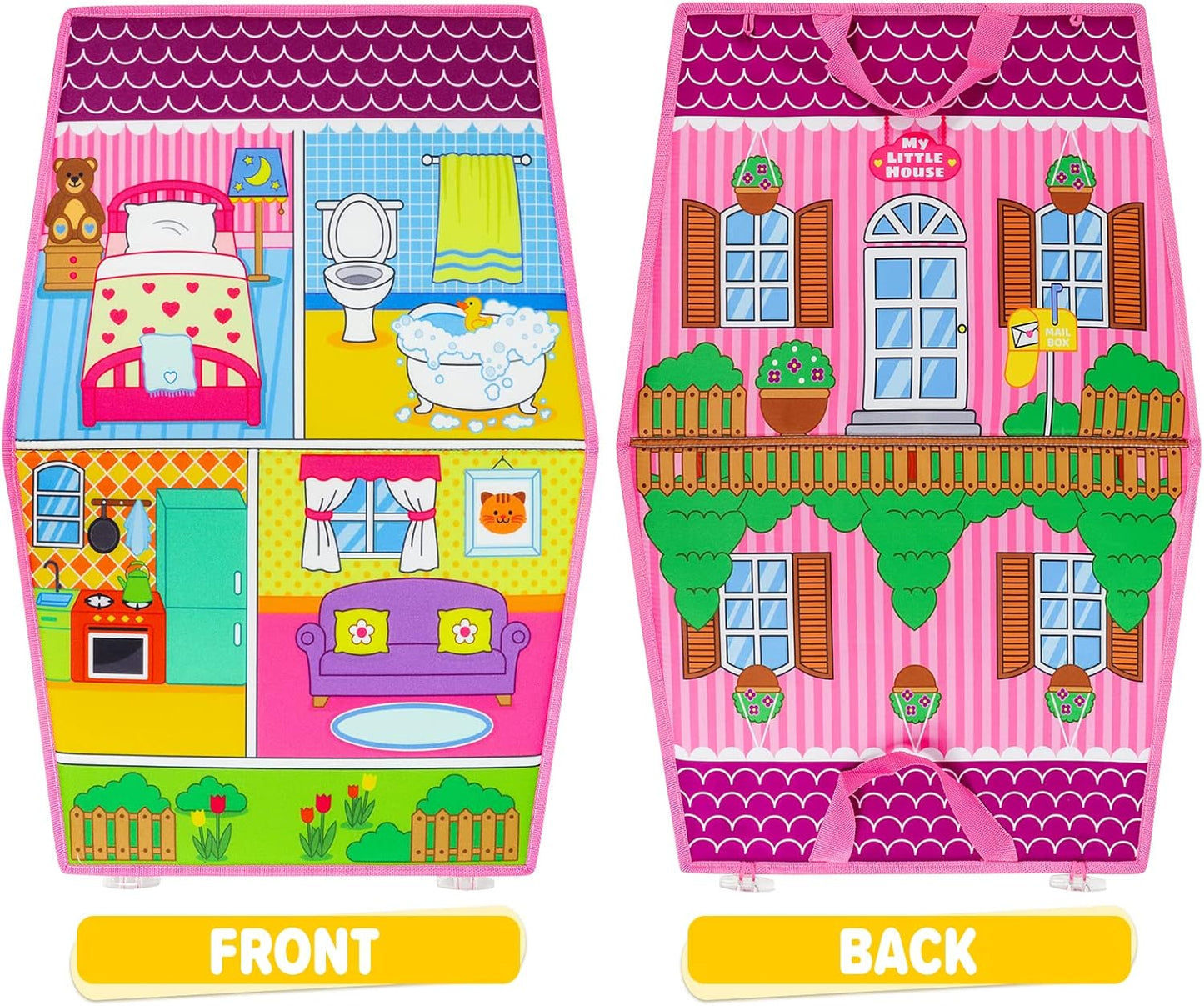 OKOOKO Dress Up House Felt Board 35PCS Double-Sided Foldable Dress Up Teaching Girls Toy Preschool Crafts Storytelling Early Learning Interactive Play Kit for Toddlers Kids