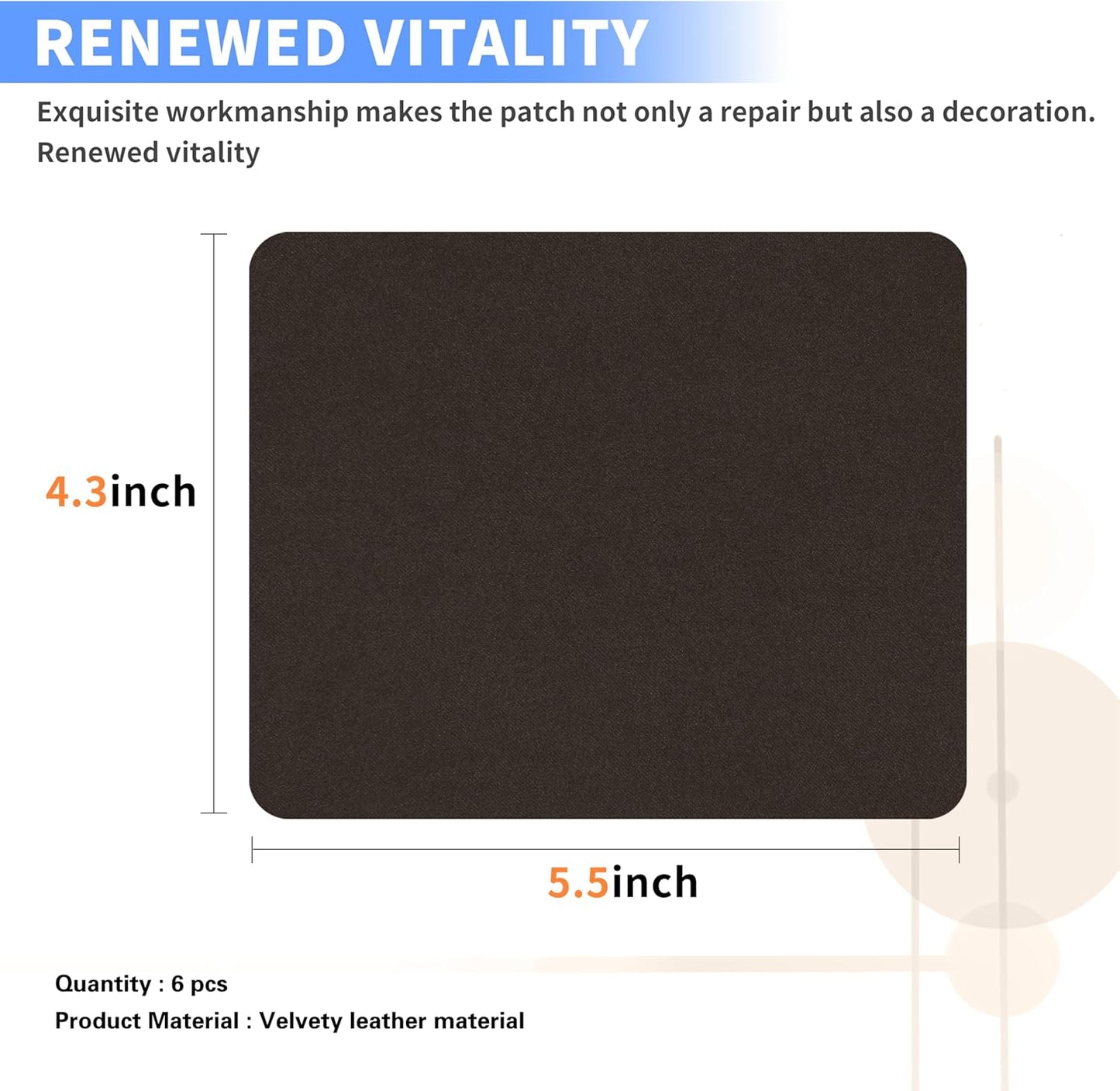 Azobur Sofa Fabric Repair Patch, 6 Piece Microfiber Patches, Self Adhesive Fabric Sofa Patch Repair Fabric, Luxurious Look, Quick Fix Sofa.(Dark Brown)
