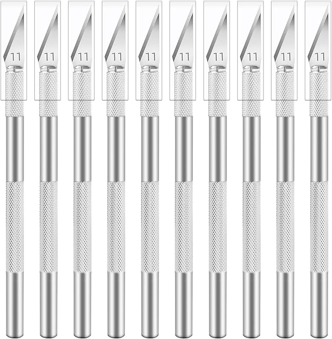 10 Pack Exacto Knife Set, Hobby Knife, SK-5 High Carbon Steel Craft Knife for Pumpkin Carving, DIY, Art, Cutting, Stencil