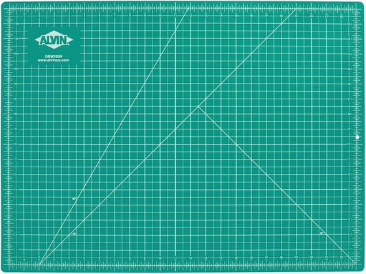 ALVIN GBM Self-Healing Cutting Mat 18 x 24 inch | Double-Sided Green/Black | 5-Layer Gridded Surface for Arts, Crafts and Sewing - Model GBM1824