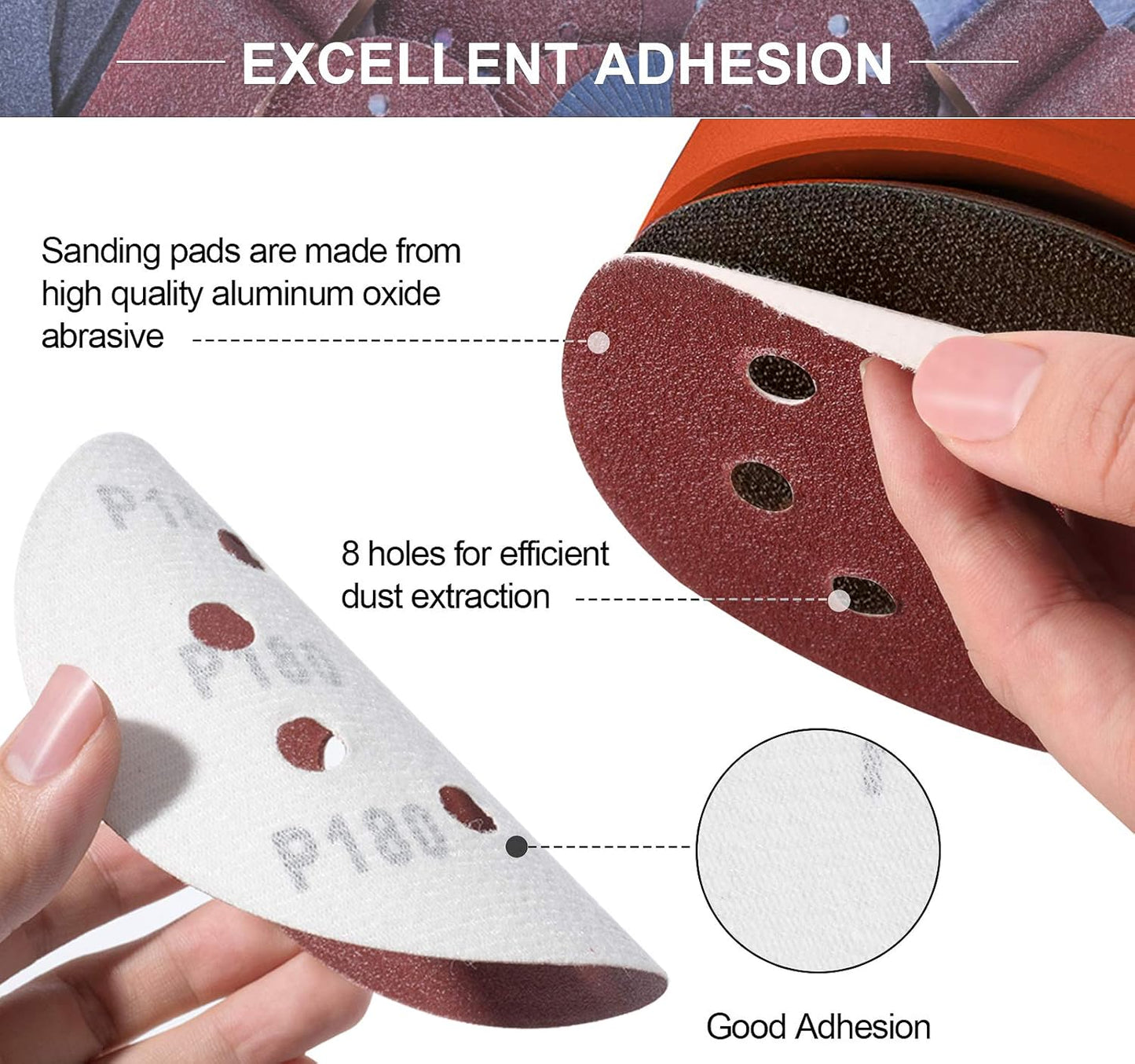 S SATC 150 PCS Sanding Disc 60 80 100 120 150 180 240 320 400 600 Grit Sanding Discs 5 Inch 8 Hole Hook and Loop Sanding Discs for Random Orbital Sander